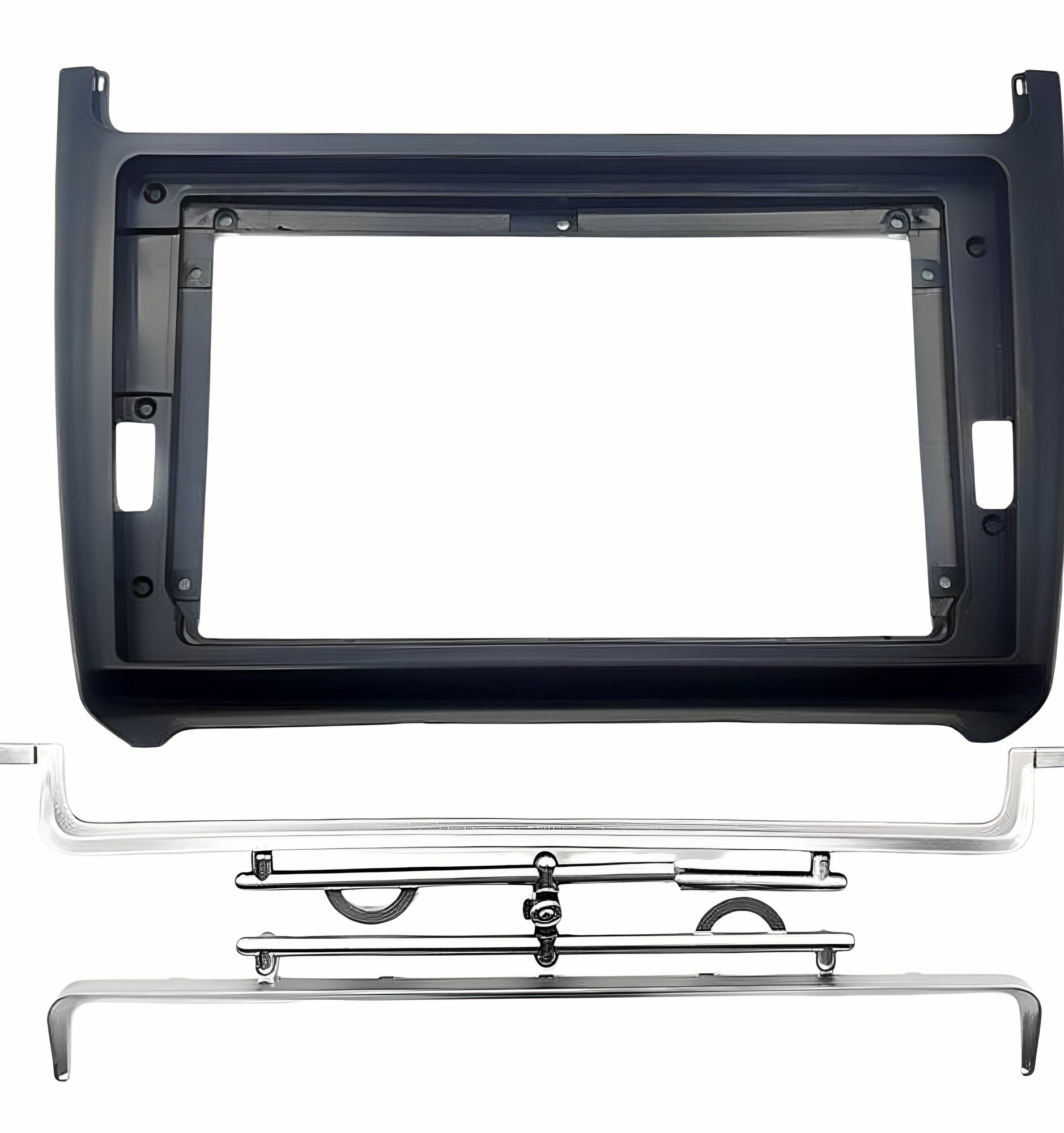 Переходная рамка для автомагнитолы андроид 2 din Volkswagen Polo 2009 - 2020 (black) 9 дюймов