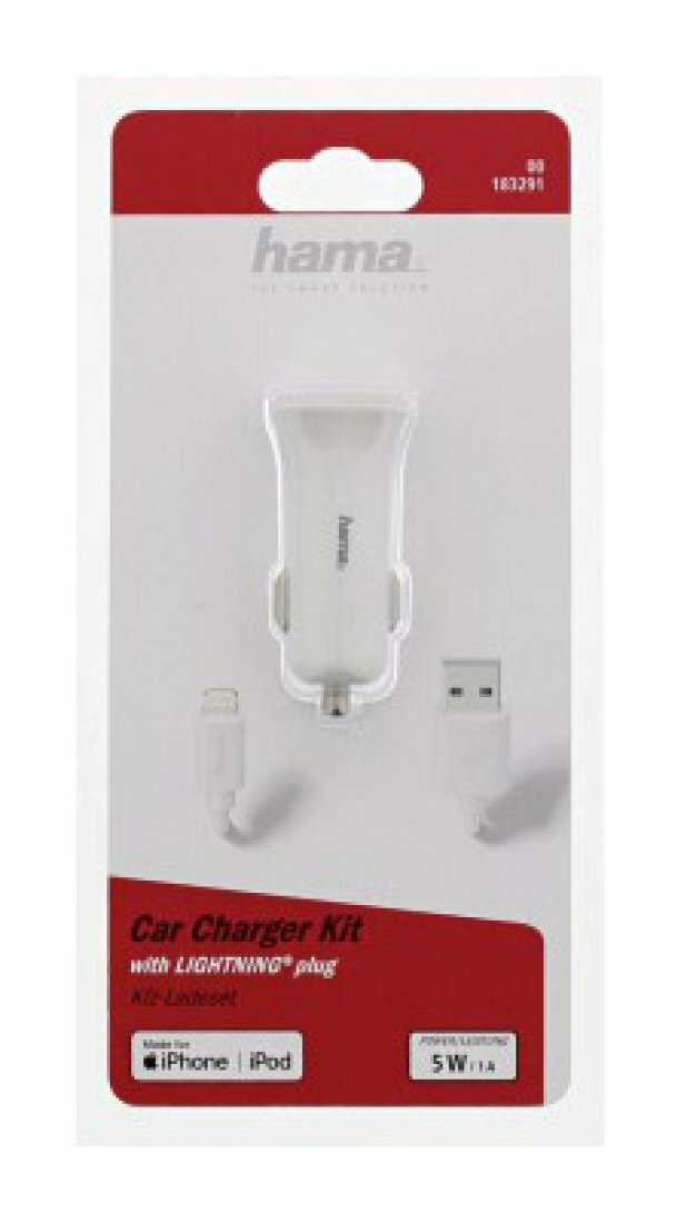 Автомобильное зарядное устройство Hama H-183291 1A кабель Apple Lightning белый (00183291) - фото №18
