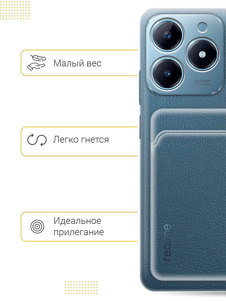 Силиконовый чехол на Realme C61 / C63 с карманом для карты прозрачный — фото 1