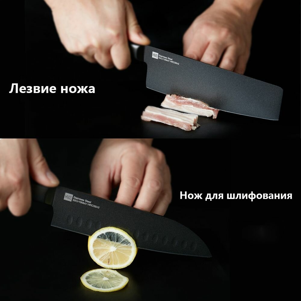 Подставки И Держатели Для Ножей Xiaomi Набор кухонных ножей Xiaomi Mijia с держателем для ножей, сталь с антипригарным покрытием, набор из 5 предметов