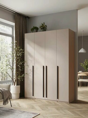 Изображение товара Шкаф для одежды распашной с ящиками 4-х дверный, Принцесса Мелания, Кашемир, 2200х1600х520 мм