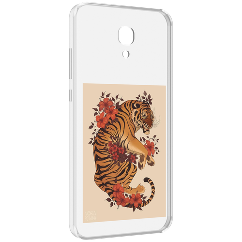 Чехол MyPads злой-тигр-с-цветами для Meizu M6 (M711Q) задняя-панель-накладка-бампер