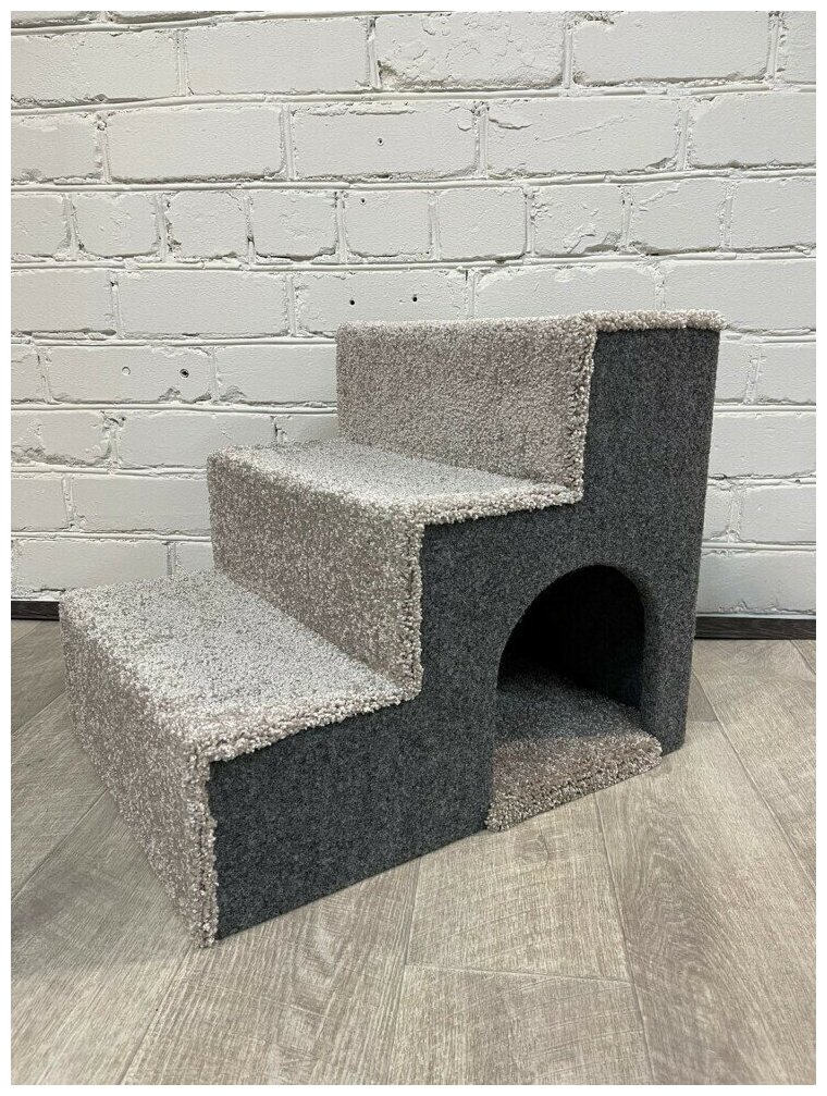 Лестница для собак полностью из ДСП + ковролин с уютным домиком (55*44*46) - фотография № 1