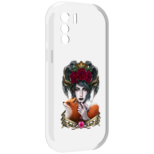 Чехол MyPads девушка с лисой для UleFone Note 13P задняя-панель-накладка-бампер