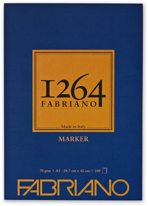 Бумага для графики Fabriano Альбом для маркеров MARKER 1264 Fabriano, А4 70г/м2 ультра-белая, 100л. (склейка по короткой стороне)