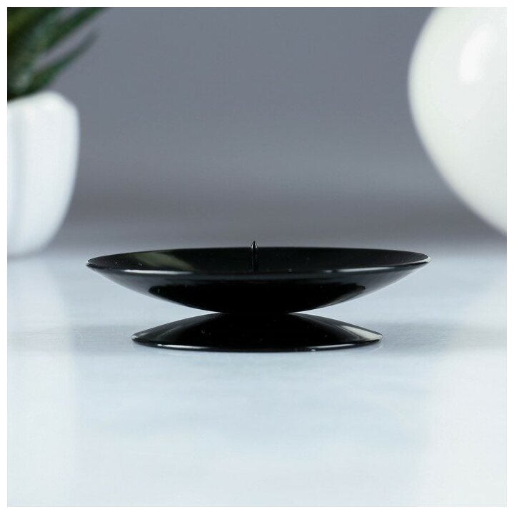 фото Омский свечной завод подсвечник лотос черный муар