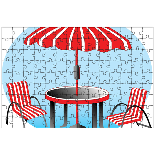 фото Магнитный пазл 27x18см."пляж, зонтик, стулья" на холодильник lotsprints