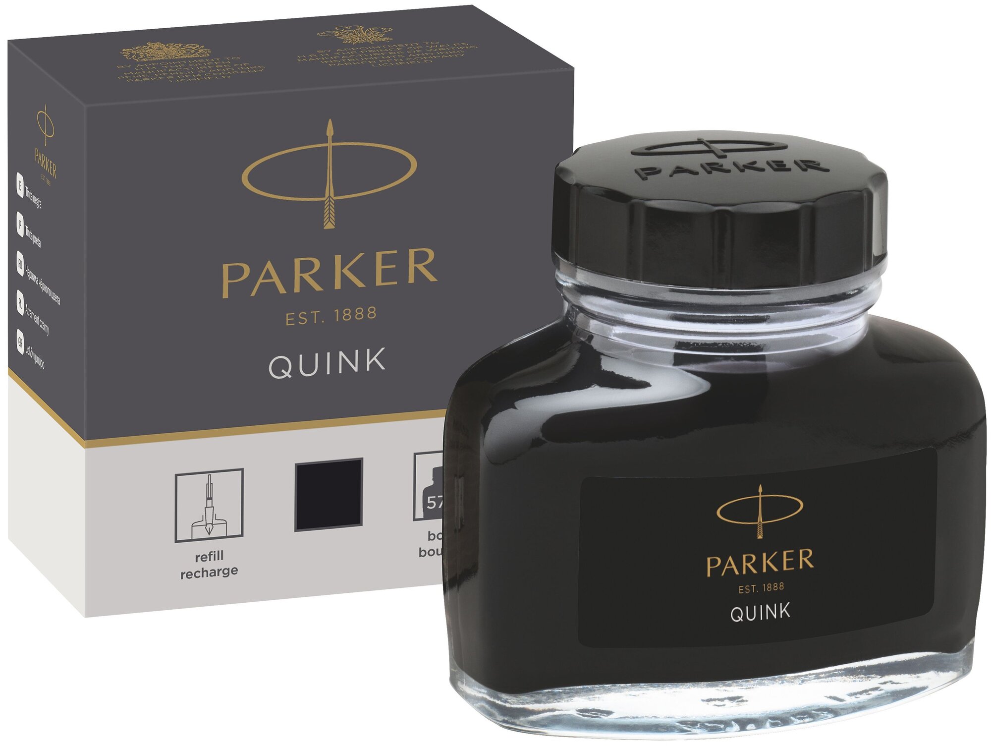 Флакон с чернилами PARKER Bottle Quink Ink Z13 (1950375) черные чернила 57 мл для ручек перьевых