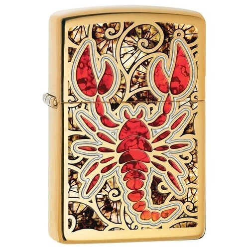 Зажигалка Zippo (Зиппо) Classic с покрытием High Polish Brass, латунь/сталь, золотистая, 36x12x56 мм 29096