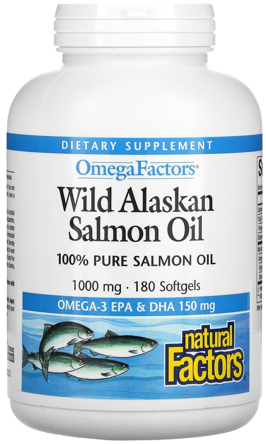 Капсулы Natural Factors Omega Factors Wild Alaskan Salmon Oil, 380 г, 180 шт.