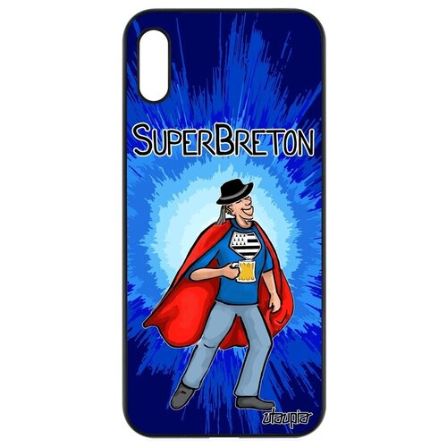 фото Защитный чехол на телефон // honor 8a // "супербретонец" герой рисунок, utaupia, синий