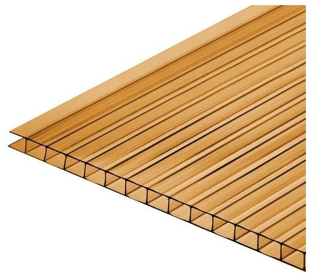 фото Сотовый поликарбонат 4 мм, 2,1х6м, УФ- защита, 0,42кг/м2, бронза 7048419