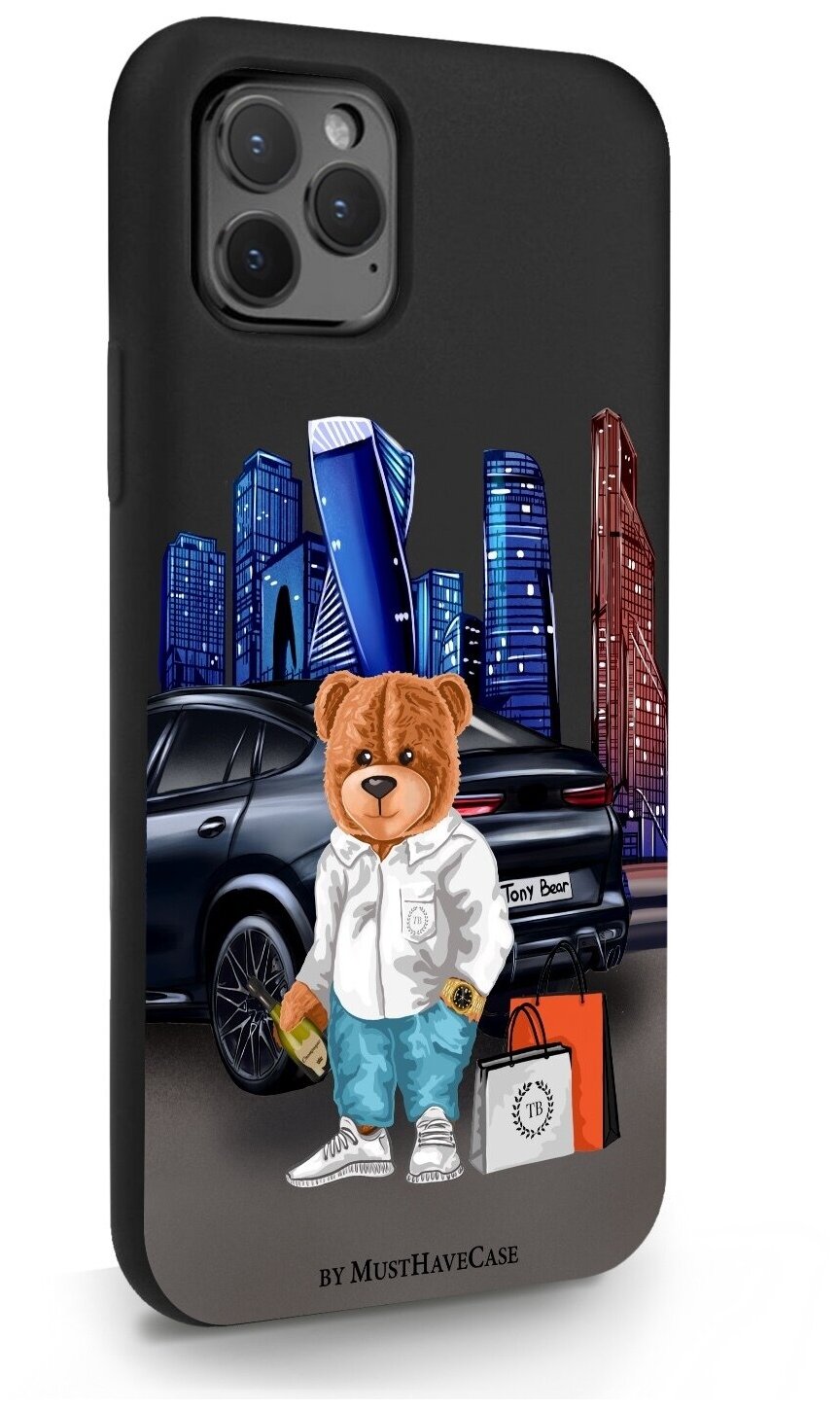 Черный силиконовый чехол MustHaveCase для iPhone 11 Pro Tony Moscow city/ Тони Москва Сити для Айфон 11 Про