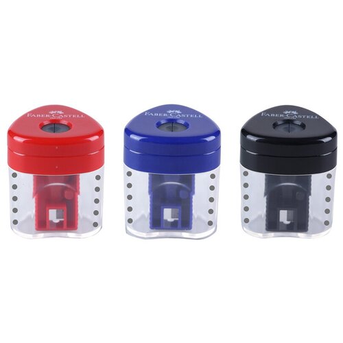 фото Faber-castell точилка grip auto mini, 24 шт. синий/красный/черный