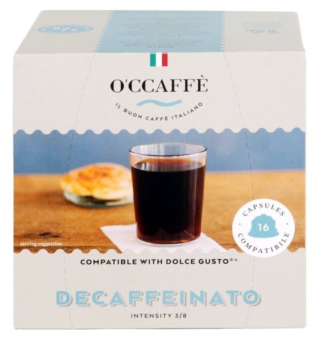 Кофе в капсулах, без кофеина O'CCAFFE Decaffeinato для системы Dolce Gusto, 16 шт (Италия) - фотография № 2