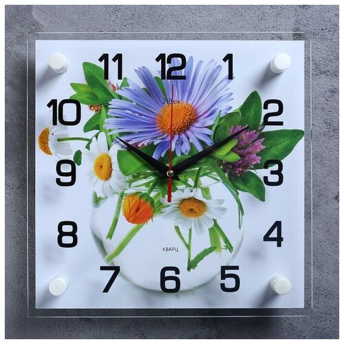 фото Часы настенные, серия: цветы, "ромашки", 25х25 см, микс mikimarket