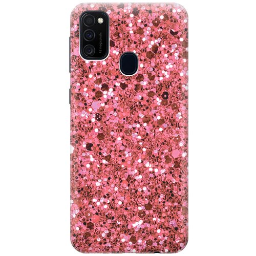 фото Силиконовый чехол на samsung galaxy m21 / m30s / самсунг м21 с эффектом блеска "розовые пайетки gosso