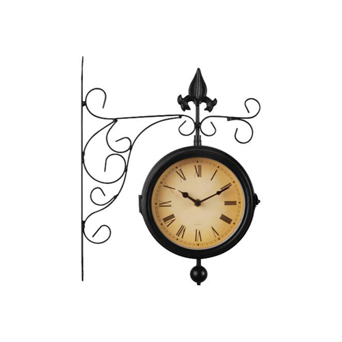 фото Уличные часы на кронштейне с термометром двухсторонние "париж" диаметр 15 см диорит xxi