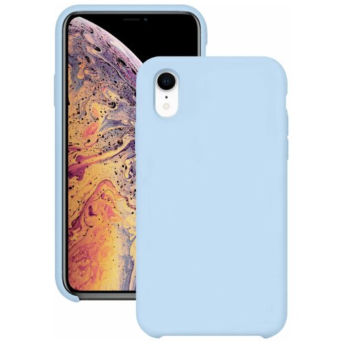 фото Силиконовый чехол на apple iphone xr / матовый чехол для телефона эпл айфон икс р (10 р) с бархатистым покрытием внутри (светло- голубой) pastila