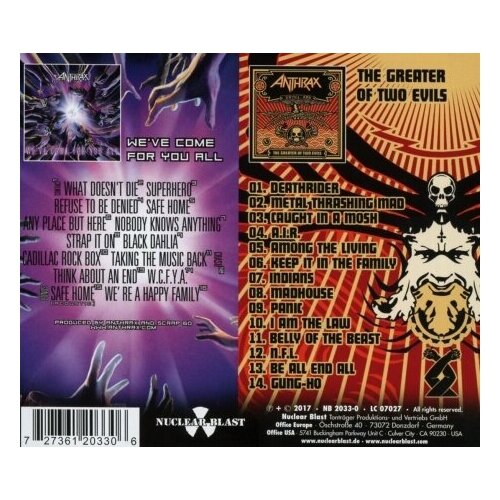 фото Компакт-диски, nuclear blast, anthrax - we've come for you all / the greater of two evils (2cd)