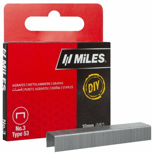 Скобы для степлера MILES, тип 53, DIY, 10 мм 1000 шт. N3-10-D