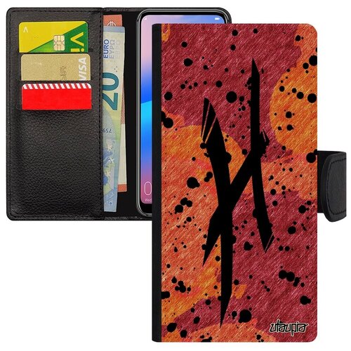 фото Защитный чехол-книжка на телефон // xiaomi redmi 6a // "знак зодиака рыбы" дизайн каллиграфия, utaupia, оранжевый