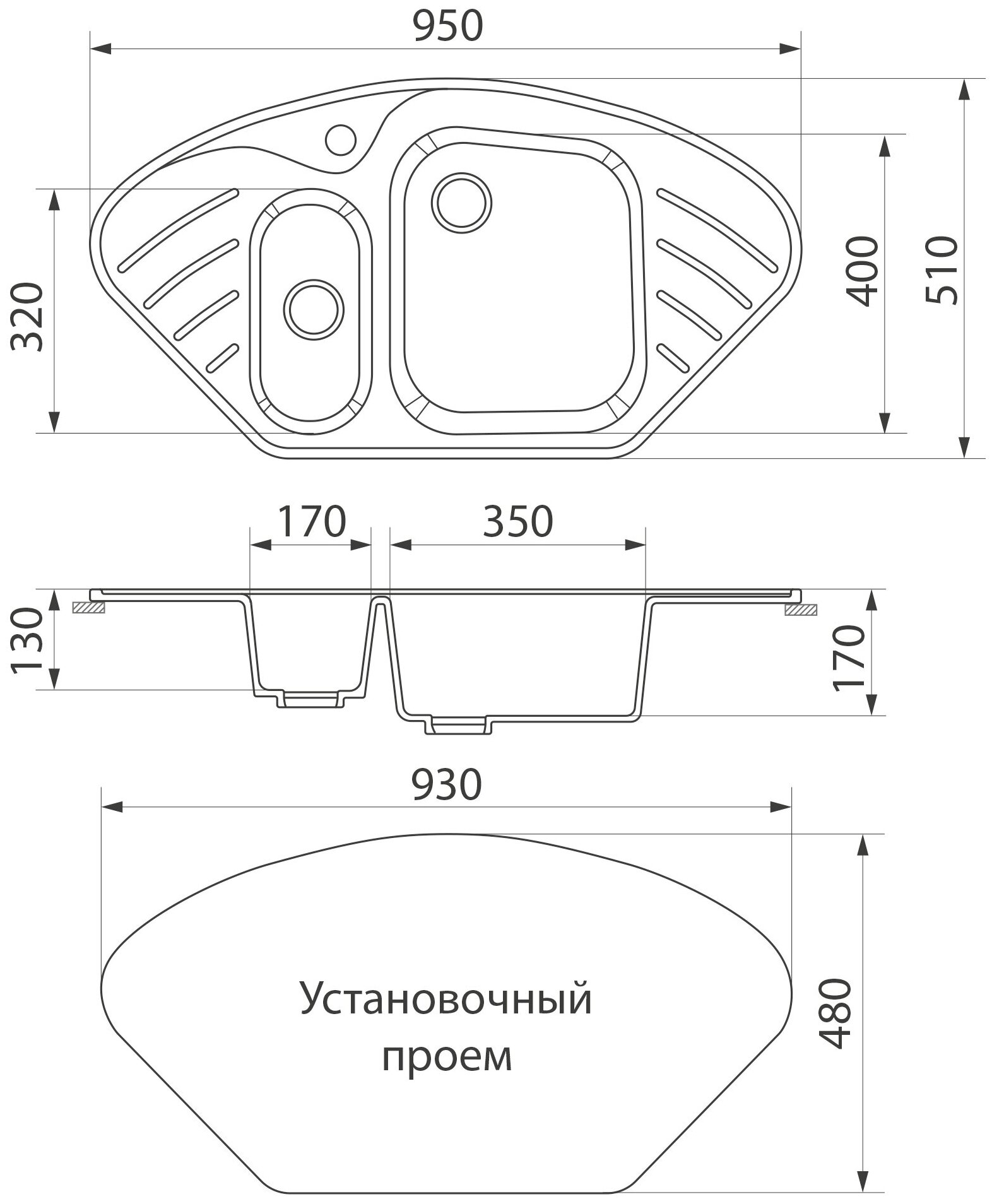 Кухонная мойка врезная GreenStone GRS-14-328 бежевый - фотография № 2