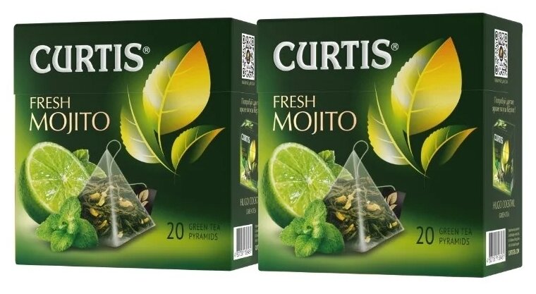 Curtis Чай Фреш Мохито, зеленый, 20 пирамидок, 2 шт - фотография № 1