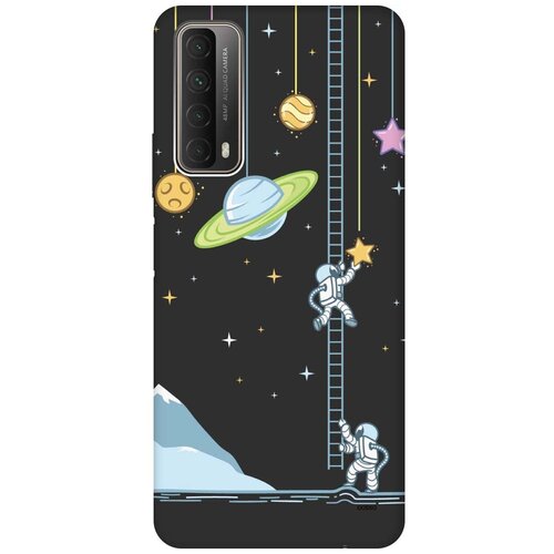 фото Силиконовая чехол-накладка silky touch для huawei p smart 2021 с принтом "ladder into space" черная gosso