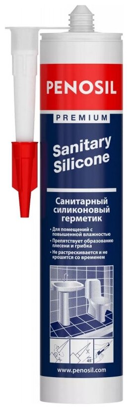 Герметик Penosil S, силиконовый санитарный, белый, 280 ml H4182 - фотография № 1