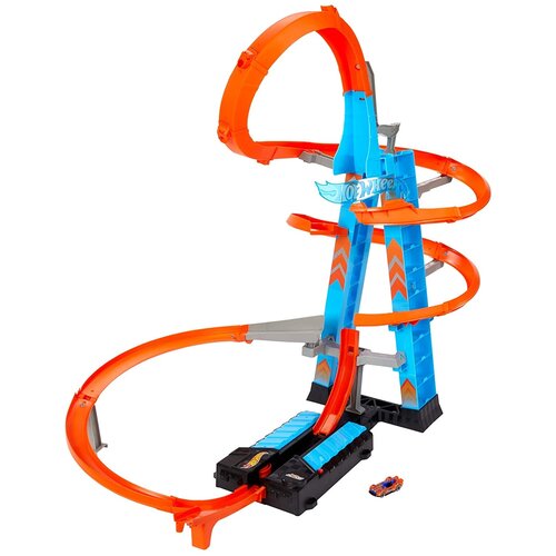 Трек Hot Wheels Sky Crash Tower GJM76 голубой мотофристайл 1 toy hot wheels в компл инерц мотобайк турбо ускоритель коннектор 1 аксессуар для трюков