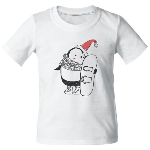 Детская футболка coolpodarok 32 р-р Пингвин белого цвета