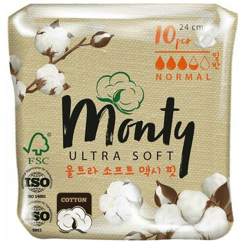 Monty Женский Ultra Soft Normal Plus Гигиенические прокладки 10шт