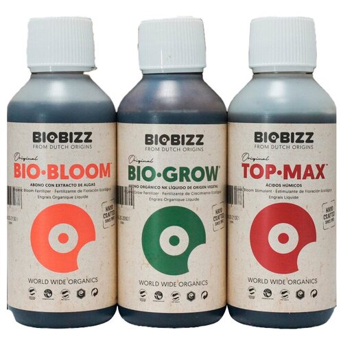 Комплект удобрений BioBizz Pack Indoor (Bio-Grow + Bio-Bloom + Top-Max) 3шт по 250мл