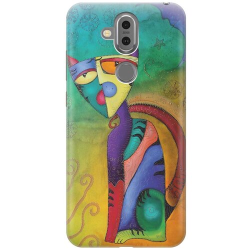 фото Re:pa накладка transparent для nokia 8.1 с принтом "разноцветный котик"