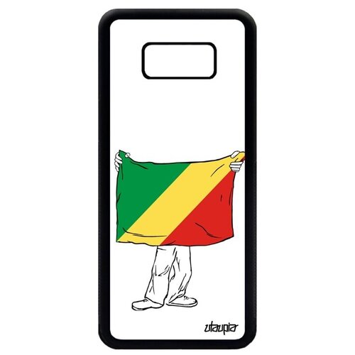 фото Противоударный чехол для // galaxy s8 plus // "флаг конго браззавиль с руками" патриот стиль, utaupia, белый