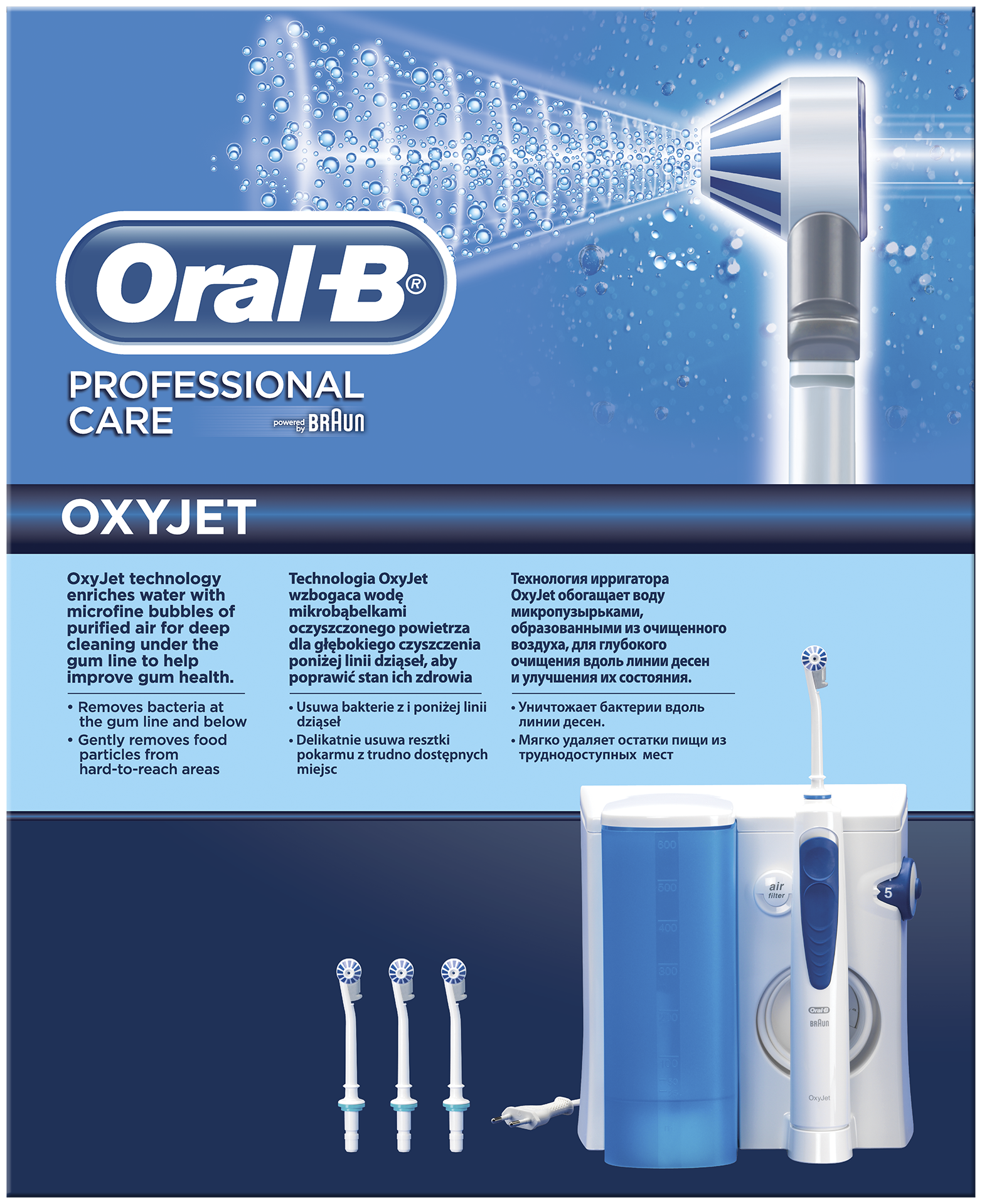 Ирригатор Oral-B Professional Care OxyJet MD20, белый/синий