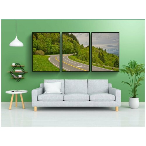 фото Набор модулных постеров для интерьера "горная дорога, одинокий, уединенный" 60x90 см. в тубусе, без рамки lotsprints