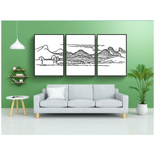 фото Набор модулных постеров для интерьера "горы, пейзаж, деревья" 60x90 см. в тубусе, без рамки lotsprints