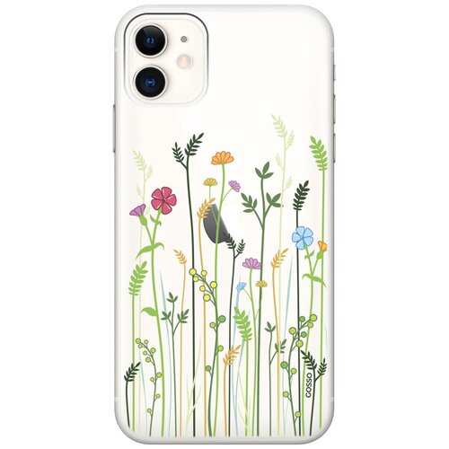 фото Ультратонкий силиконовый чехол-накладка clearview для apple iphone 11 с 3d принтом "flowers & fern" gosso