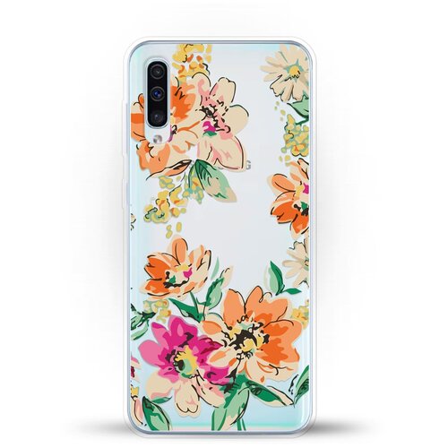 фото Силиконовый чехол цветы оранжевые на samsung galaxy a50 andy & paul