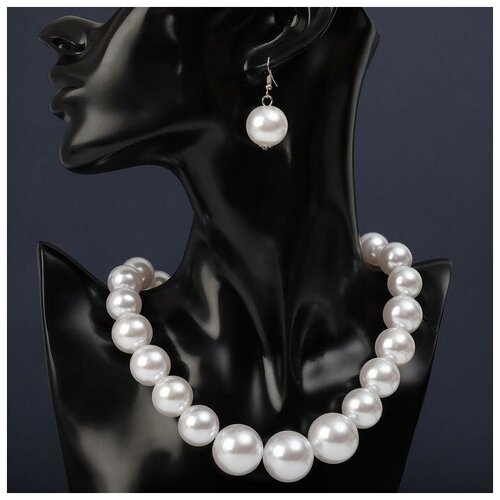 фото Набор 2 предмета: серьги, колье "жемчуг" каскад, роскошь, цвет белый yandex market