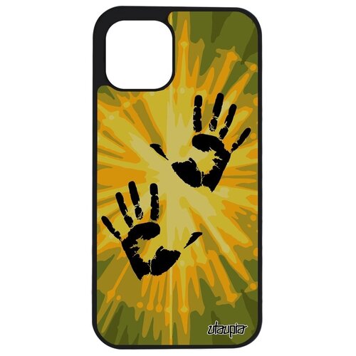 фото Красивый чехол для смартфона // apple iphone 12 pro // "отпечаток ладони" радуга стиль, utaupia, черный
