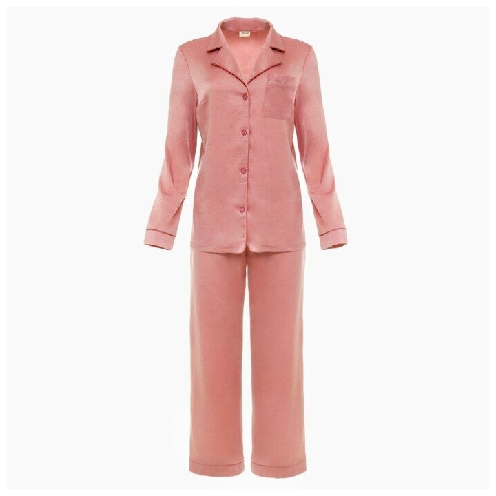 Комплект женский (лонгслив, брюки) MINAKU: Home collection цвет розовый, р-р 48 - фотография № 8