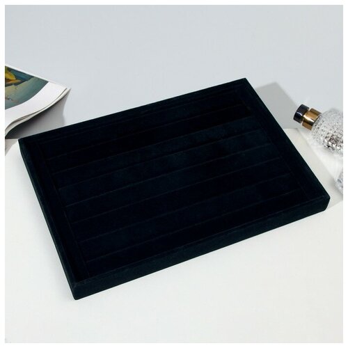 фото Подставка для колец 8 полос, 35 х 24 х 3 см, цвет чёрный