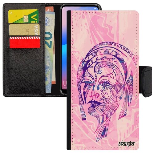 фото Защитный чехол книжка на мобильный // samsung galaxy a50 // "портрет женщины" дизайн стиль, utaupia, розовый