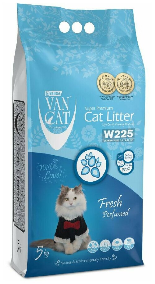 Комкующийся наполнитель VANCAT VAN CAT Fresh для кошачьих туалетов без пыли с ароматом весенней свежести 5 кг - фотография № 9