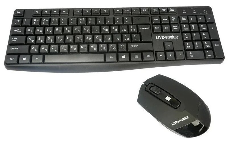 Беспроводная клавиатура и мышь, комплект беспроводная клавиатура и мышь Live-power, для настольного компьютера