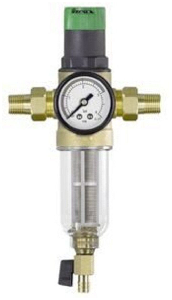 Фильтр с редуктором 1/2" стеклянный корпус TIM JH-1008 для грубой очистки воды
