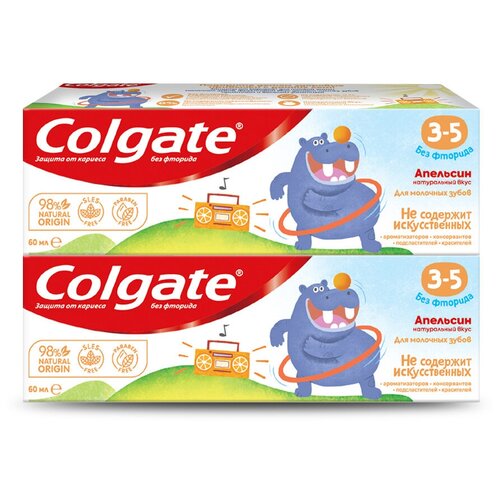 фото Зубная паста colgate 3-5 апельсин без фторида набор 2 шт 60 мл